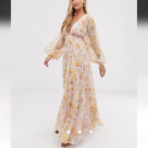 Womens-ASOS EDITION blouson sleeve maxi dress in delicate floral print